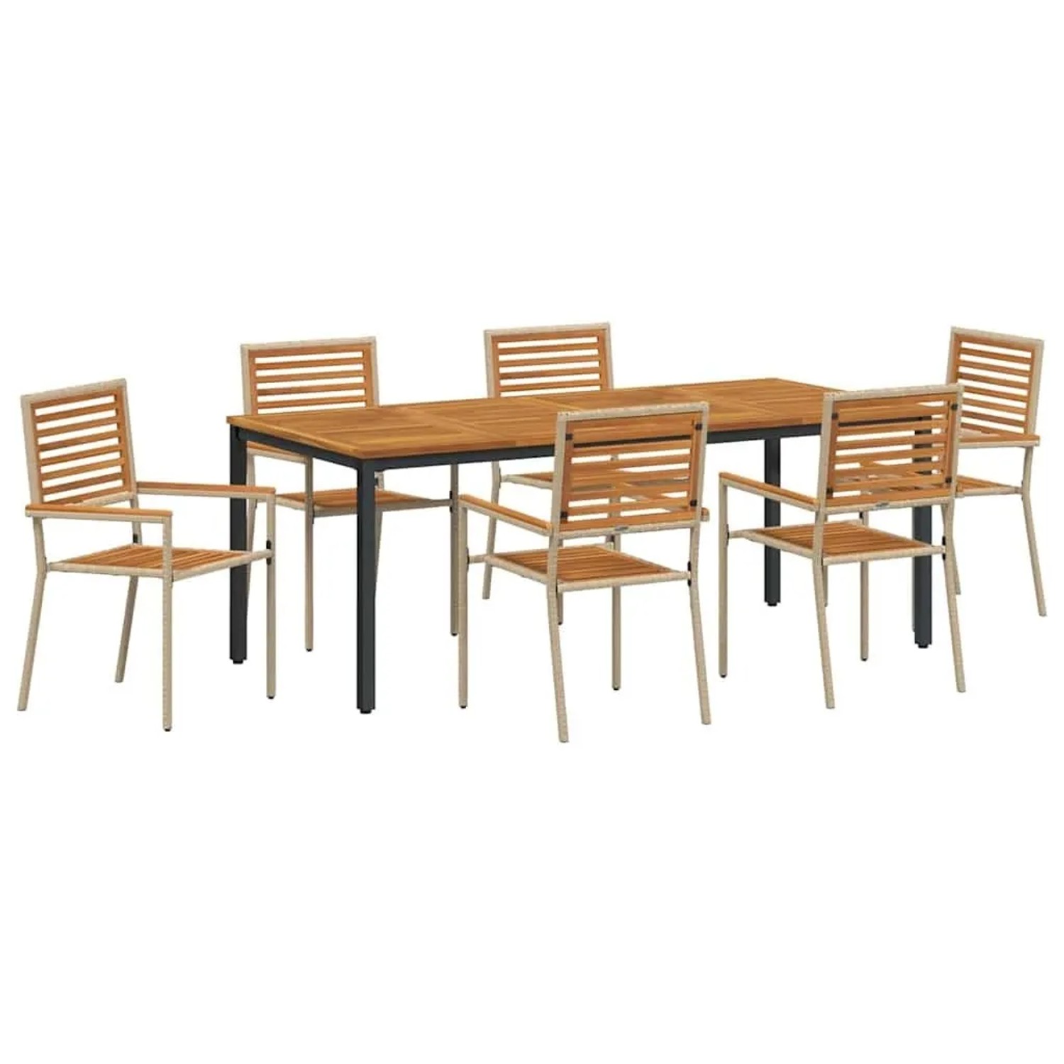 vidaXL Garten Essgruppe 7-Tlg Beige und Braun Poly-Rattan 3365507 günstig online kaufen