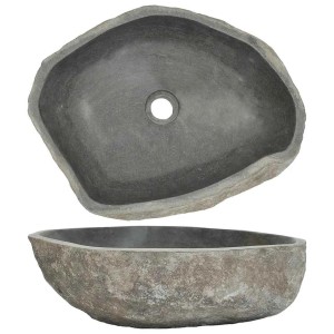 vidaXL Waschbecken Flussstein Oval 45-53 x 34-41 cm 146214