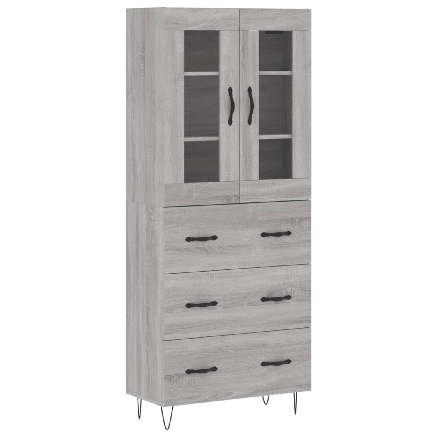 vidaXL Highboard Grau Sonoma 69,5x34x180 cm Holzwerkstoff 3198439 günstig online kaufen