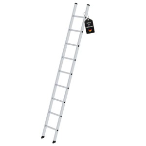 PROREGAL Sprossen-Anlegeleiter, 9 Sprossen, aus Aluminium, mit "Made in Germany" Anhänger.
