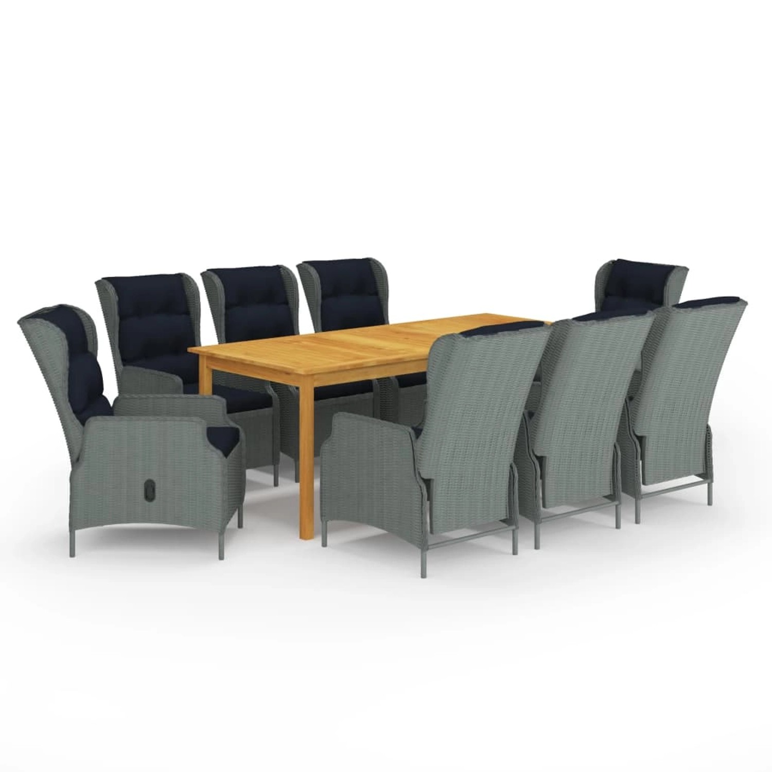 vidaXL 9-Tlg Garten-Essgruppe Hellgrau 3067936