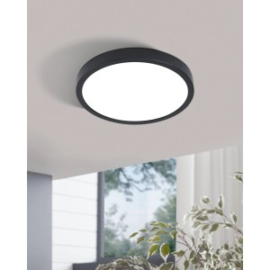 Moderne, runde LED Deckenleuchte Fueva 5 von Eglo in Schwarz-Weiß mit neutralweißem Licht.