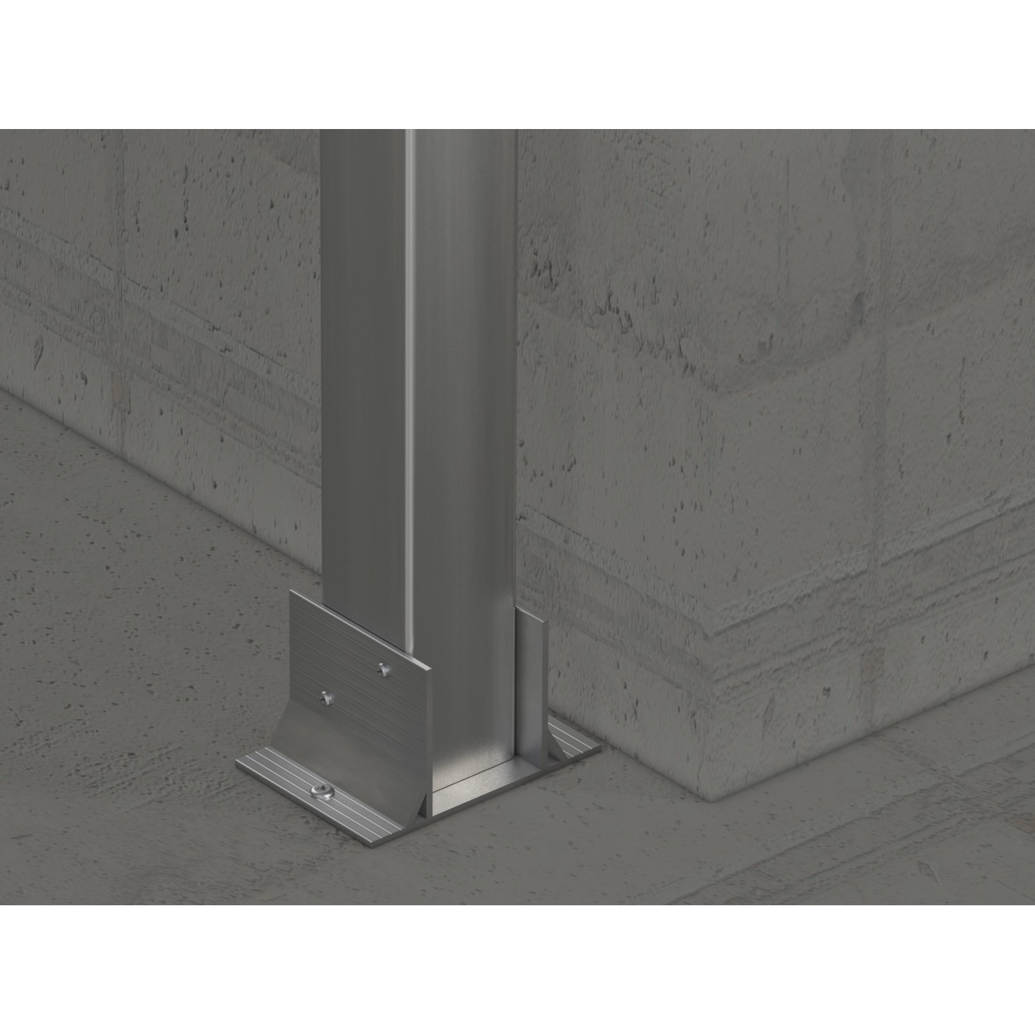Aluminium Pfosten Ecofix (60x60x2000mm) für Terrassendielen, Montage auf Beton.