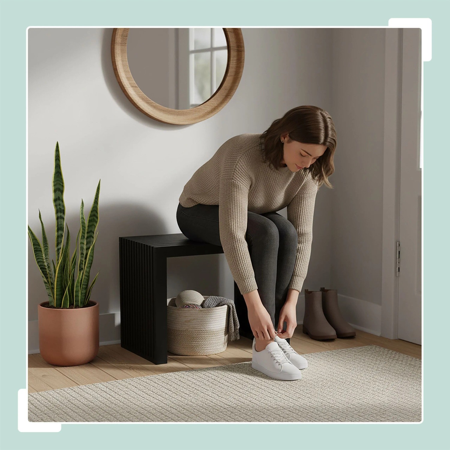 Relaxdays Sitzbank Bambus Schwarz Rutschfest 43 cm x 45 cm x 33 cm 6,5 kg_2