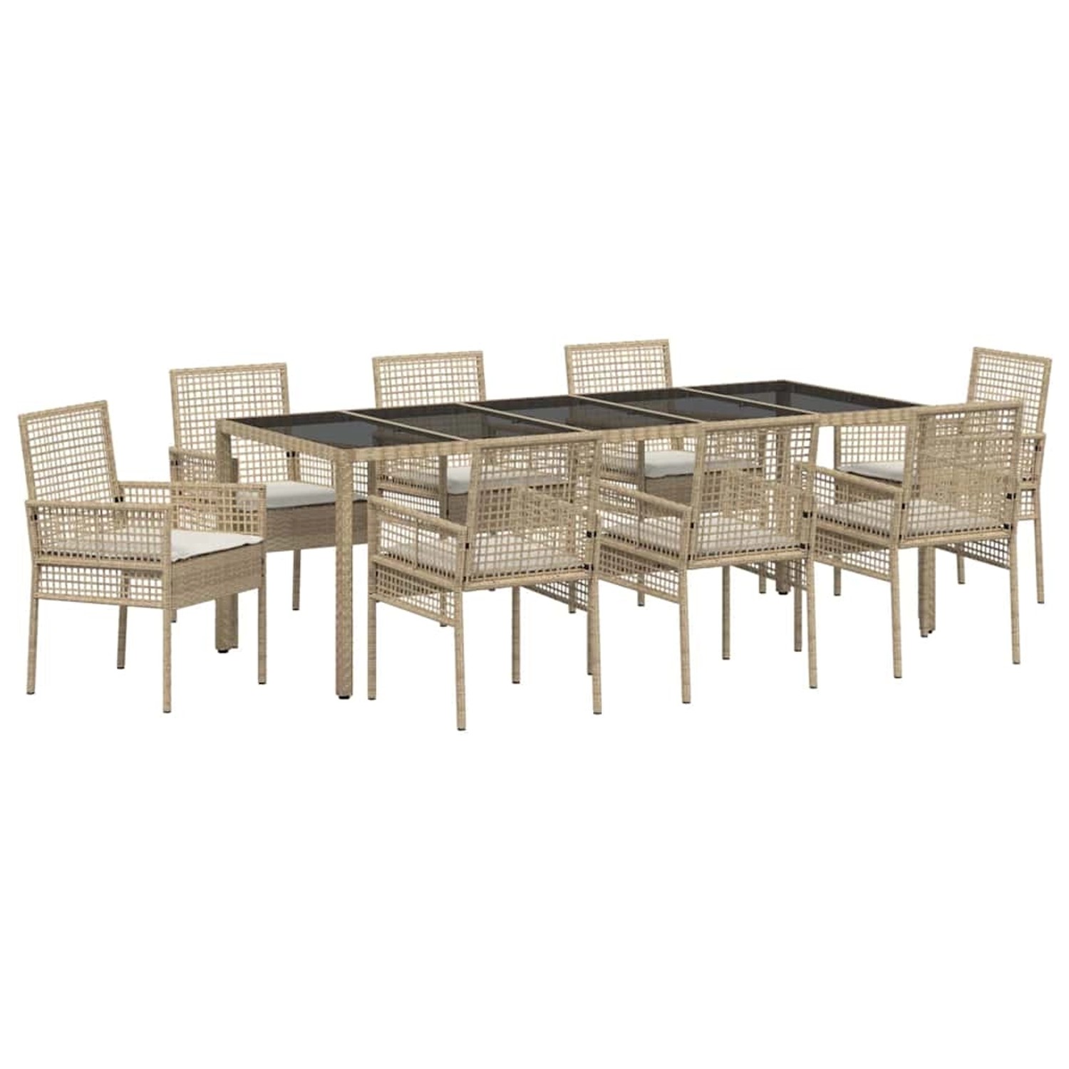 vidaXL Garten Essgruppe 9-Tlg Beige Poly Rattan 3334893 günstig online kaufen