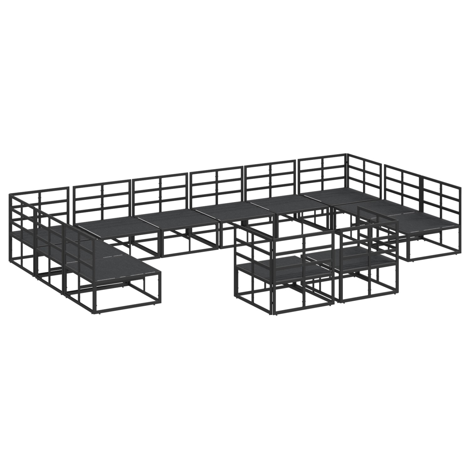 vidaXL Garten-Sofa-Set, 12-teilig, schwarz, Aluminium, modulares Design für flexible Gartengestaltung.