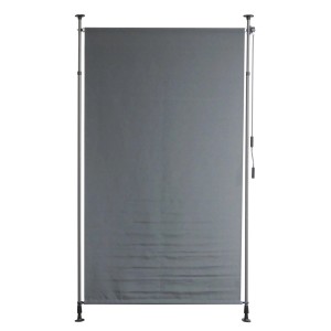DELUKE Senkrechtmarkise TURI 150x300cm Ohne Bohren HöhenVerstellbar Dunkelgrau Polyester Klemmmarkise Balkonmarkise Vertikalmarkise Sonnenschutz