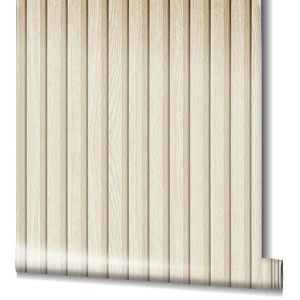 Beige Vliestapete in Holzoptik von Marburg Botanica 2, Streifen-Design, FSC®-zertifiziert.