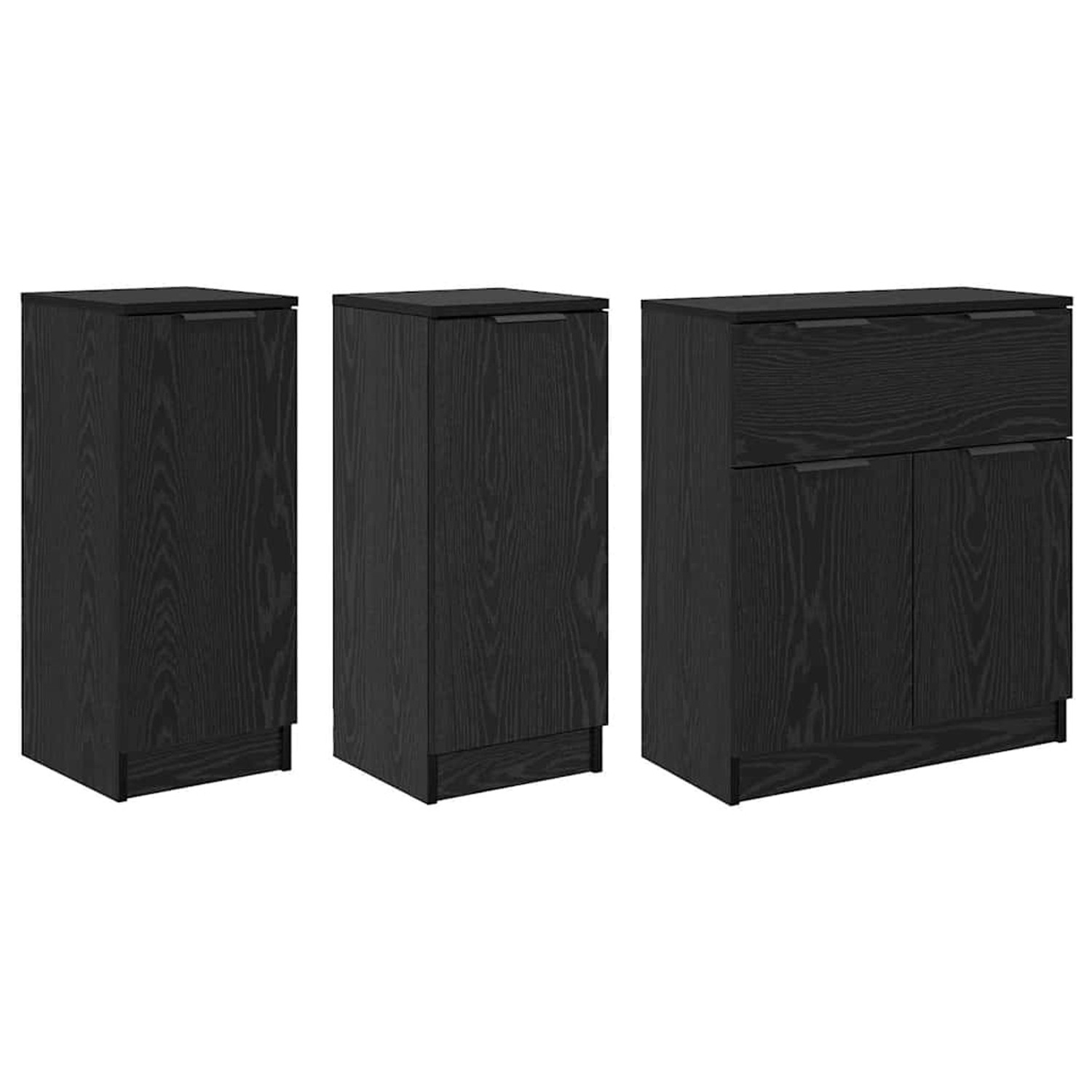 vidaXL Sideboards 3 Stk Schwarz Eichen-Optik 69,5 x 34 x 180 cm 3416163