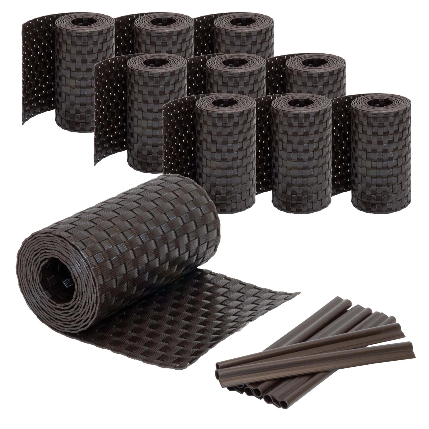 Jardinion Sichtschutzstreifen 10x 250cm x 19cm x 2,4mm Dunkelbraun inkl. Cl günstig online kaufen