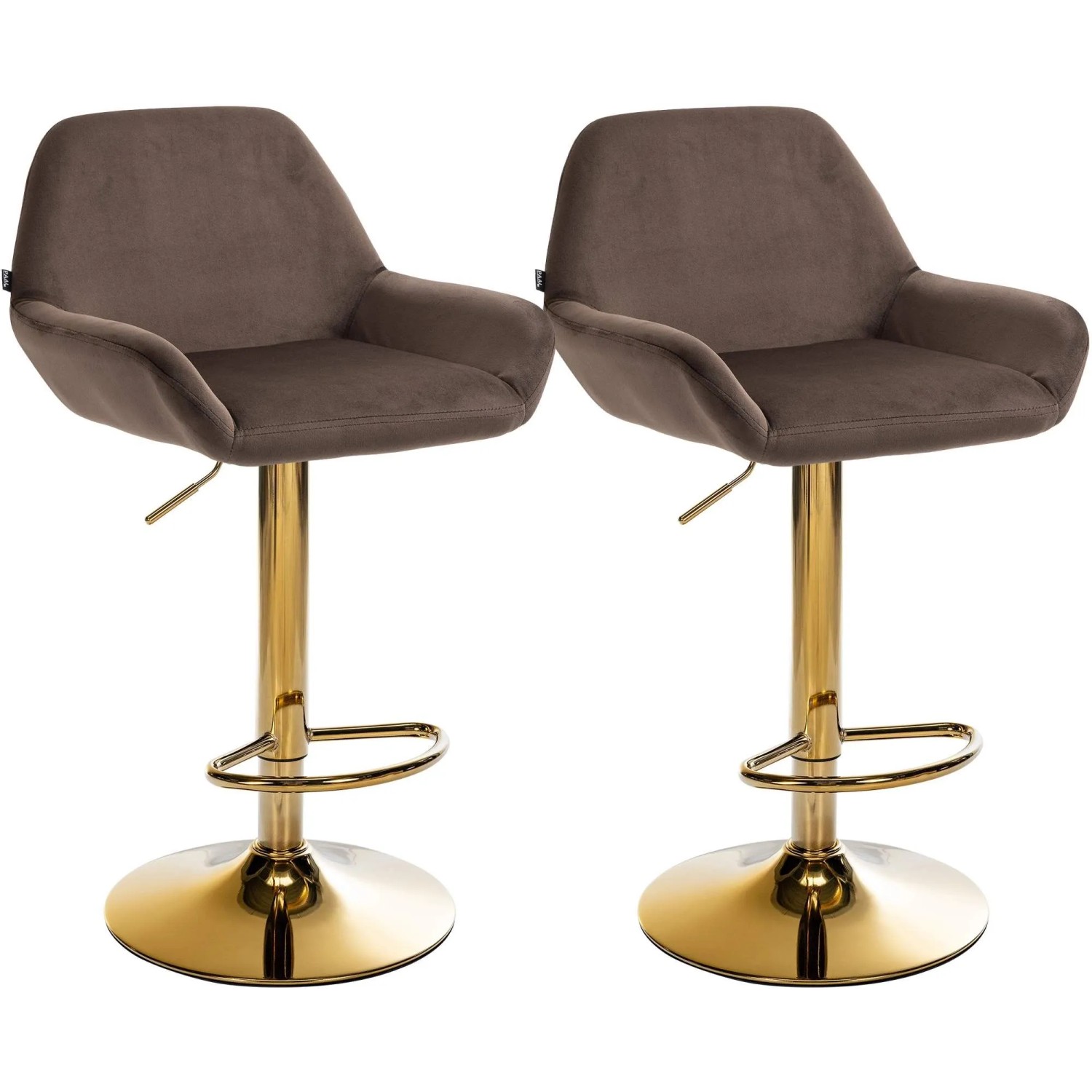 CLP 2er Set Barhocker Braga Gold Samt Braun