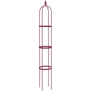 Metall Obelisk Oscar, Ø 27 cm, 190 cm hoch, in Burgund-Metallic für Gartendekoration.