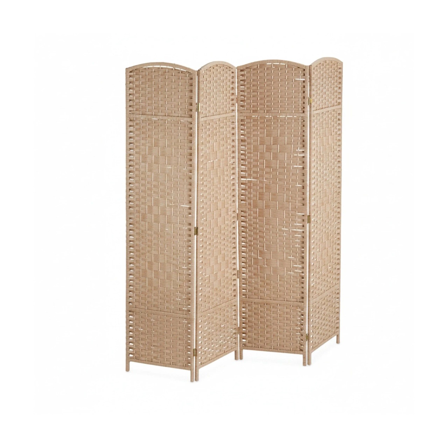 Relaxdays Paravent Holz Papierseil Natur Vierteilig Zusammenfaltbar 170 cm x 160 cm x 2 cm 4,3 kg