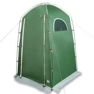 Grünes vidaXL Duschzelt 4009473 für Camping mit Fenster und Reißverschlusstür.