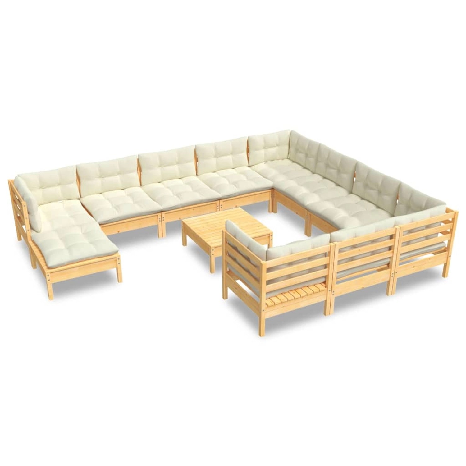 vidaXL 12-tlg Garten-Lounge-Set mit Creme Kissen Kiefernholz Modell 2 günstig online kaufen