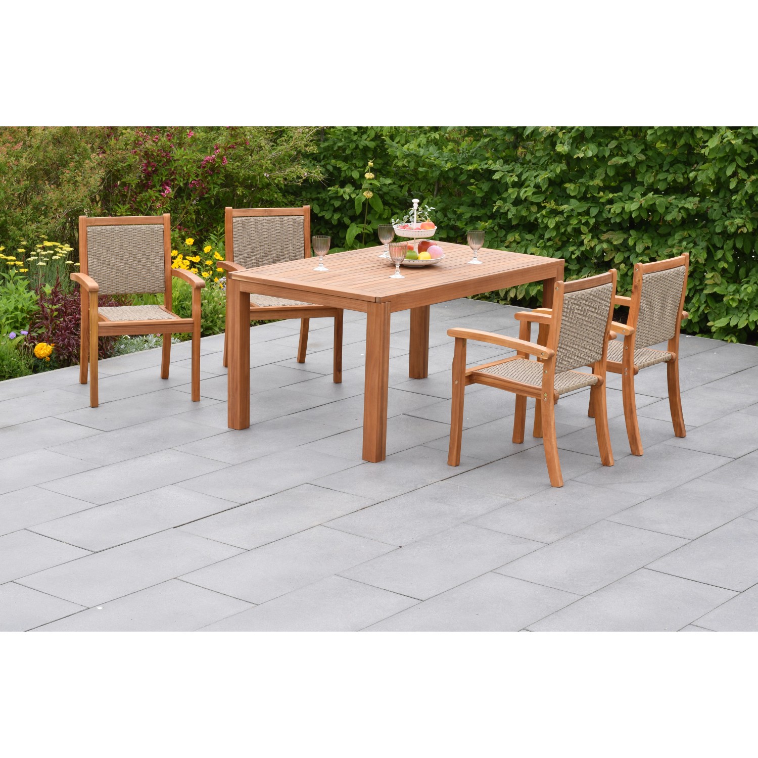 Merxx Castilla Set 5-tlg. mit Gartentisch Ausziehbar 150/200 x 90 cm günstig online kaufen