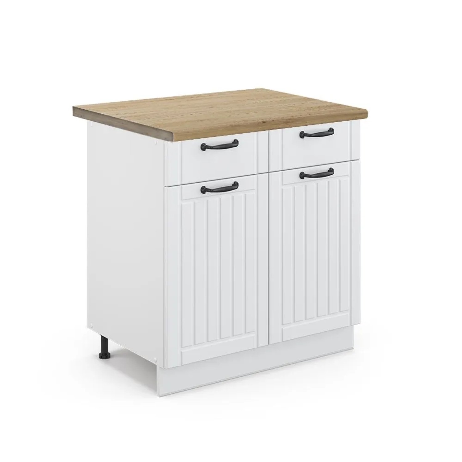 Vicco Küchenunterschrank Fame-Line Weiß Landhaus Weiß 80 cm AP Eiche
