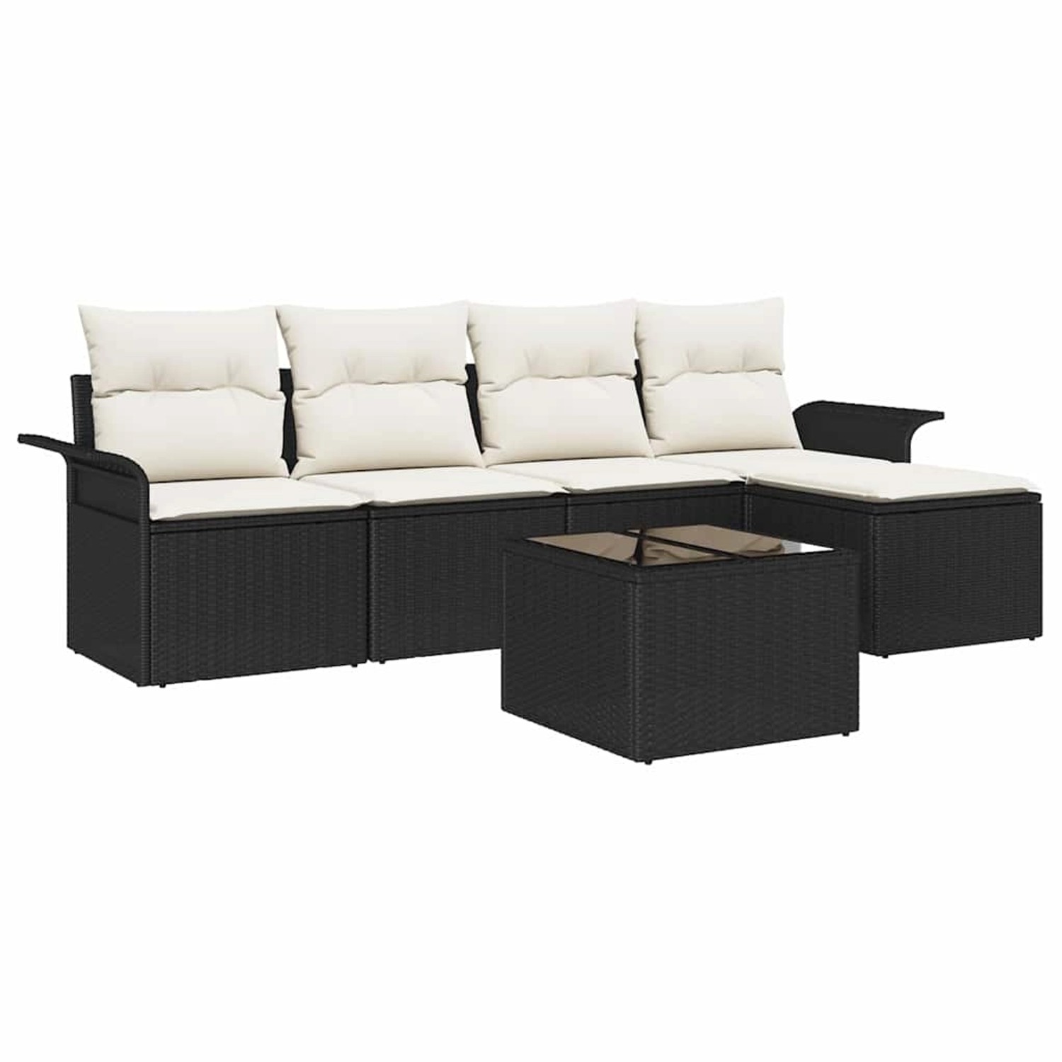vidaXL Garten-Sofa-Set mit Kissen 6-Tlg Schwarz Poly Rattan 3345327 günstig online kaufen