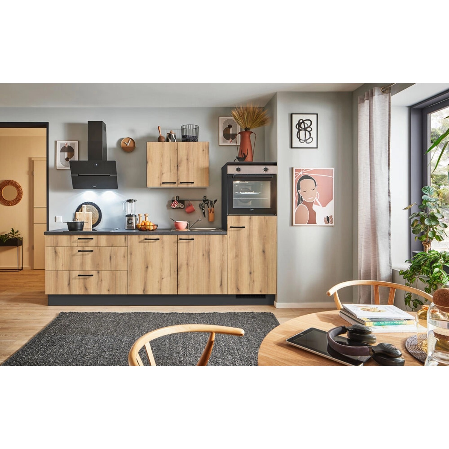 pino Küchenzeile 270 cm Evoke Eiche Anschlag rechts 1 Geräteschrank günstig online kaufen