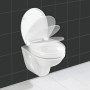 Wenko WC-Sitz Secura Comfort mit Sitzflächenerhöhung und Absenkautomatik, seitliche Ansicht.