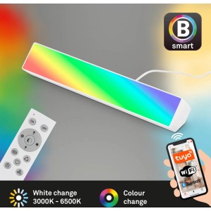 Dimmbare, weiße Brilo LED-Tischleuchte Muro S B-Smart mit Fernbedienung und App-Steuerung.