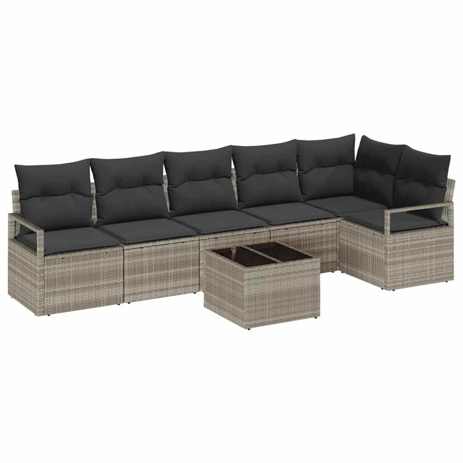 vidaXL 7-Teiliges Garten-Sofa-Set mit Kissen in Grau aus Poly Rattan 334641 günstig online kaufen