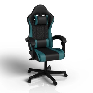 Juskys Gamingstuhl HyperSeat, schwarz/türkis, mit Nacken- und Rückenkissen.