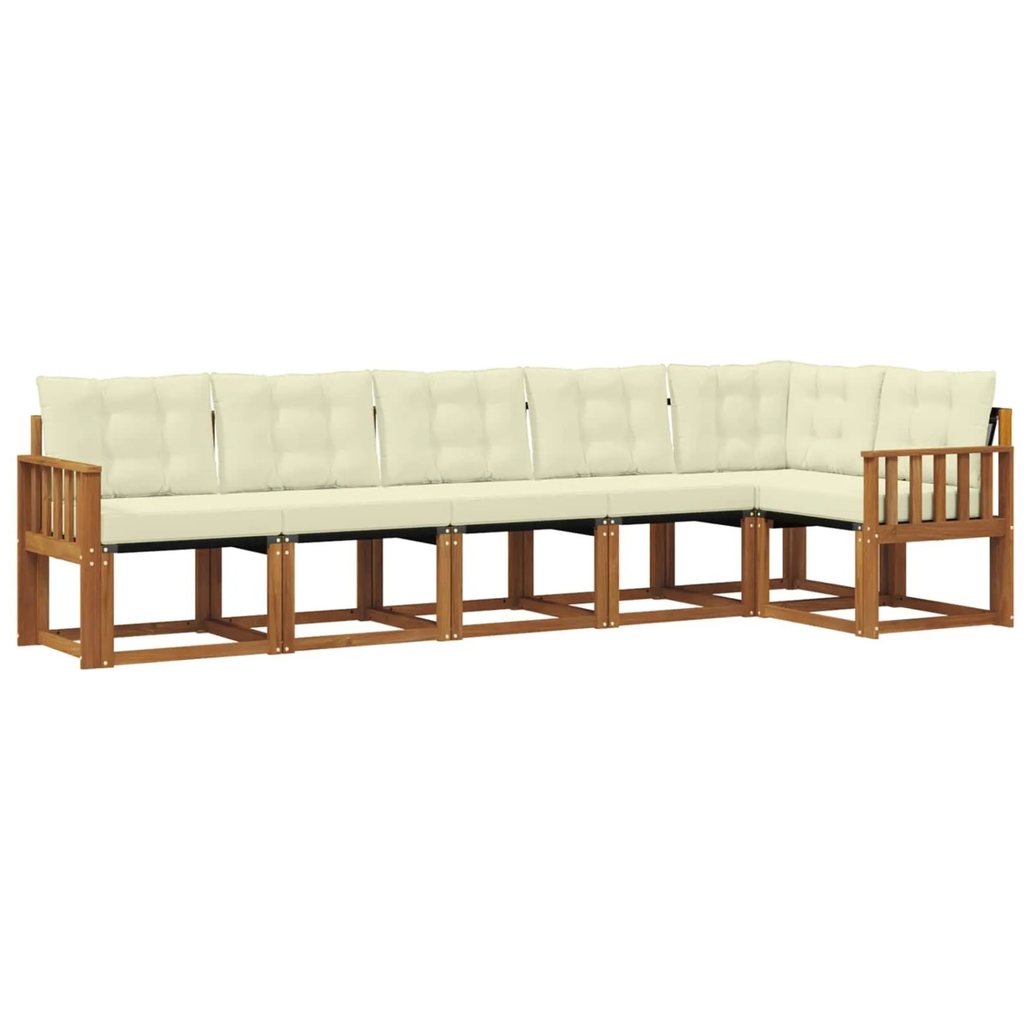 vidaXL Outdoor-Sofagarnitur mit Kissen 6-Tlg Natur und Creme 3368709