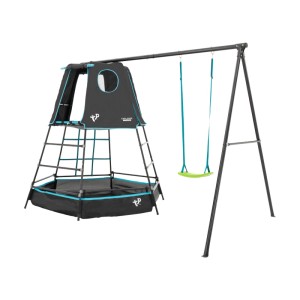 TP Toys Klettergerüst Move schwarz mit Schaukel und Spielhöhle. Ideal für kleine Abenteurer.