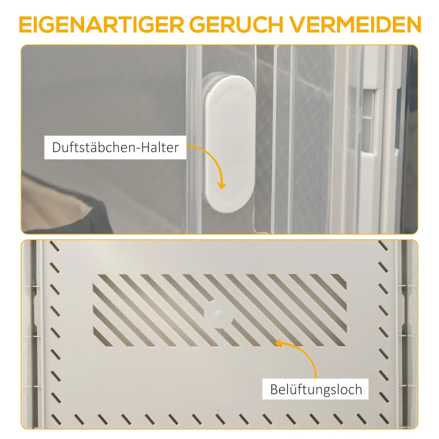 Detailaufnahme: HOMCOM Schuhschrank mit Belüftungslöchern und Duftstäbchen-Halter.