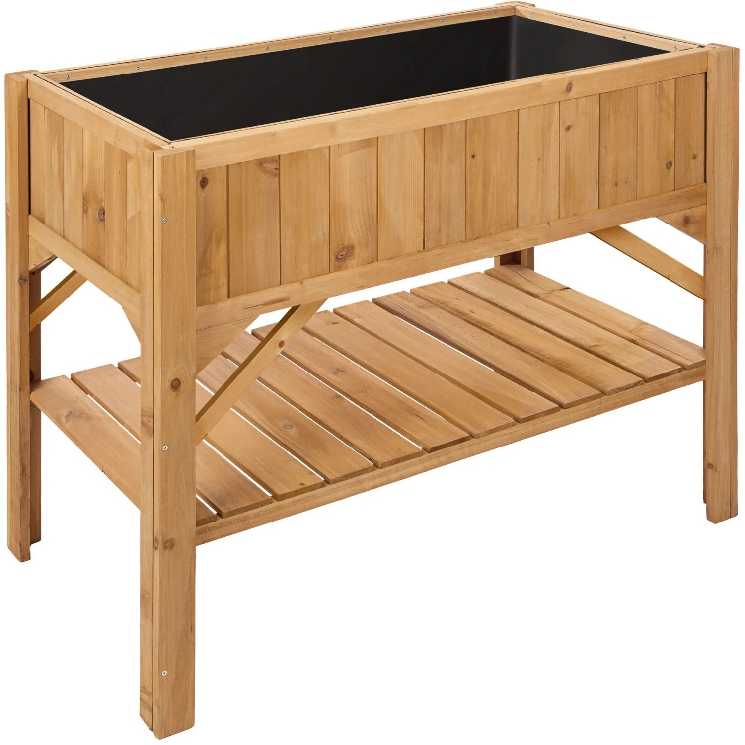 Tectake Hochbeet  Aus Holz  Mit Ablage Witterungsbeständig  119 x 53 x 90 cm Braun