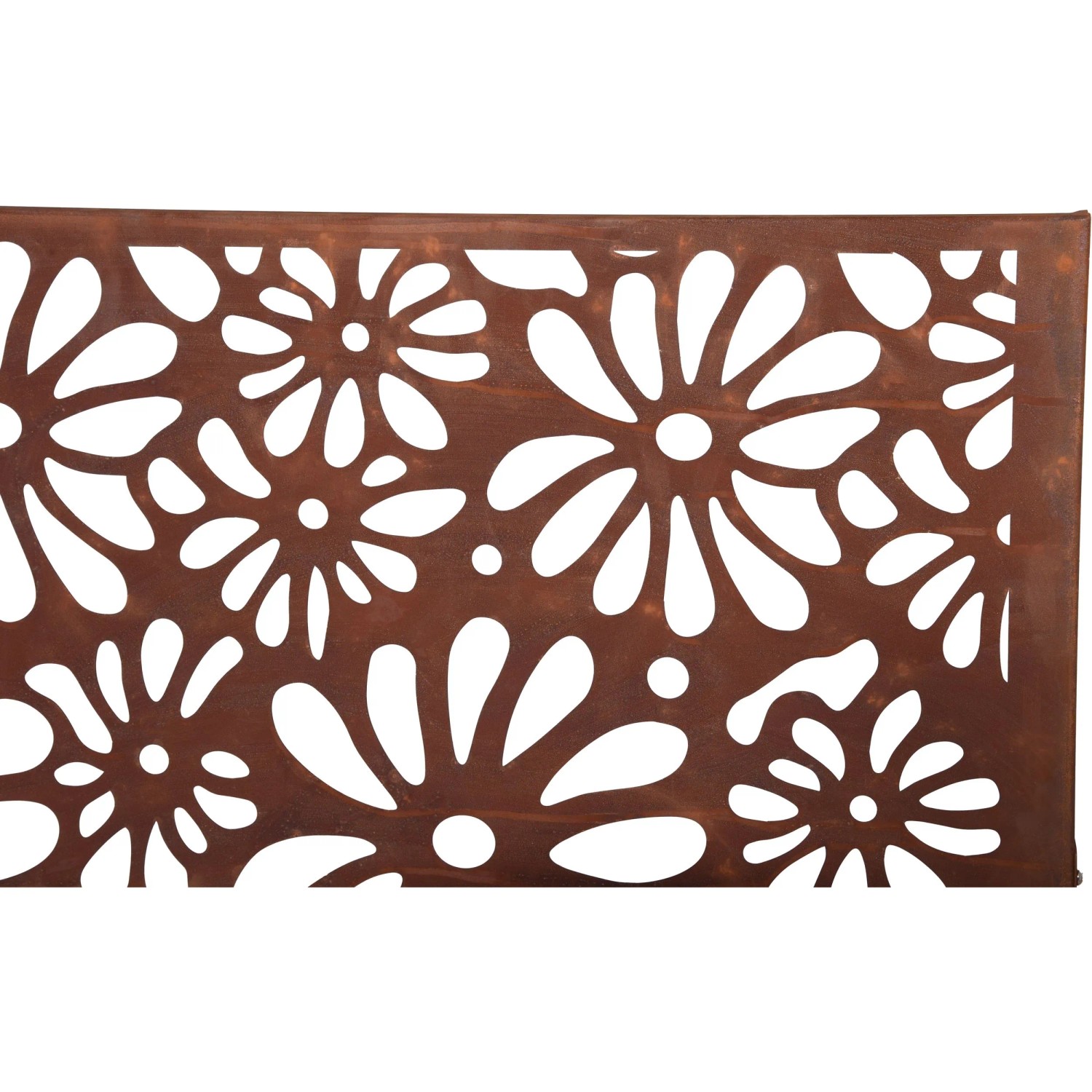 Detailansicht des Sichtschutzes für Garden Pleasure Pflanzkübel Kilian, Rostbraun mit Blumenmuster.
