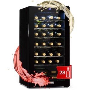 Klarstein Shiraz 28 Uno Weinkühlschrank mit Glasfront, 74L für 28 Flaschen. Temperatur einstellbar.