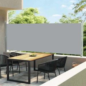 Ausziehbare, graue furnicato Seitenmarkise 600x160 cm für Terrasse oder Balkon.