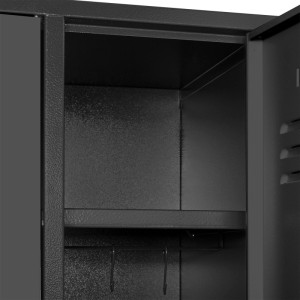 Innenansicht PROREGAL Garderobenschrank, anthrazitgrau, mit Kleiderhaken und -stange.