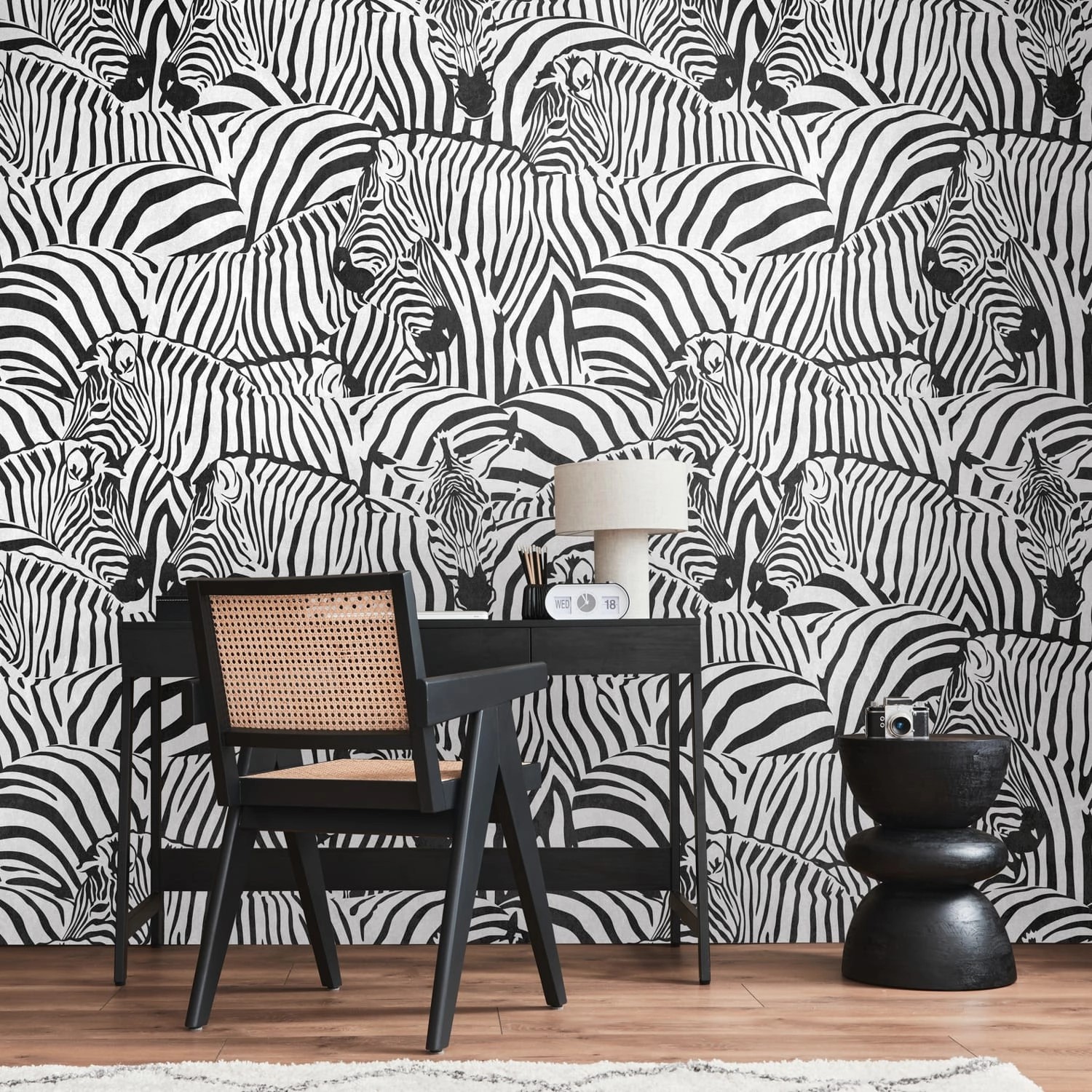 PROFHOME 398731-GU Fototapete Zebramuster Matt Schwarz Weiß 1,59 m x 2,8 m günstig online kaufen