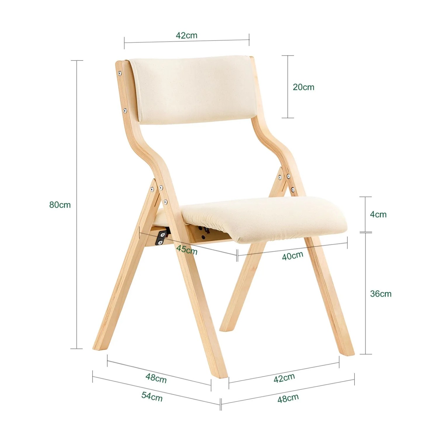 SoBuy 2er Set Esszimmerstuhl Klappstuhl Küchenstuhl Polsterstuhl mit Lehne Beige FST40-Wx2_4
