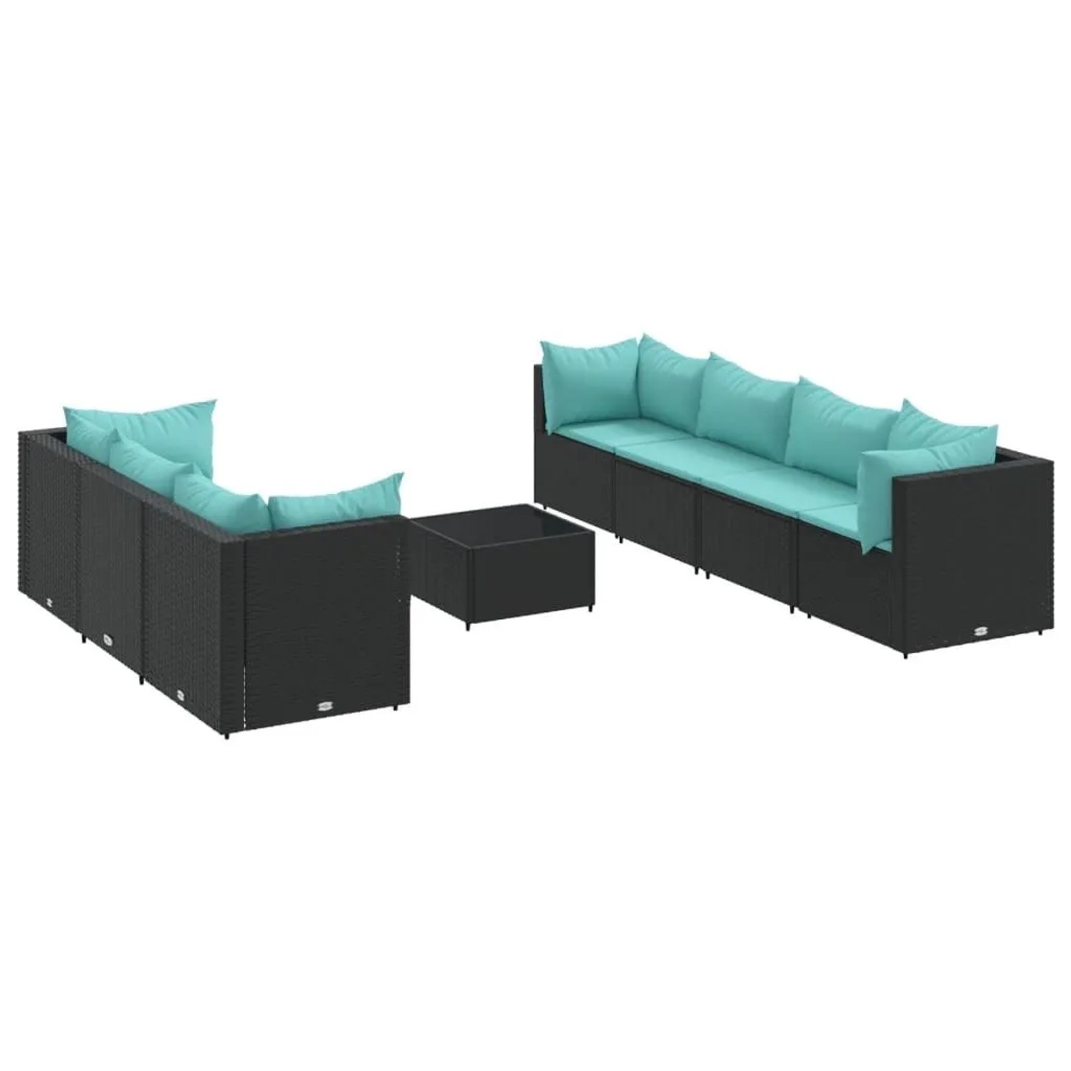 vidaXL 8-Tlg Garten-Lounge-Set mit Kissen Schwarz Poly Rattan 3308036