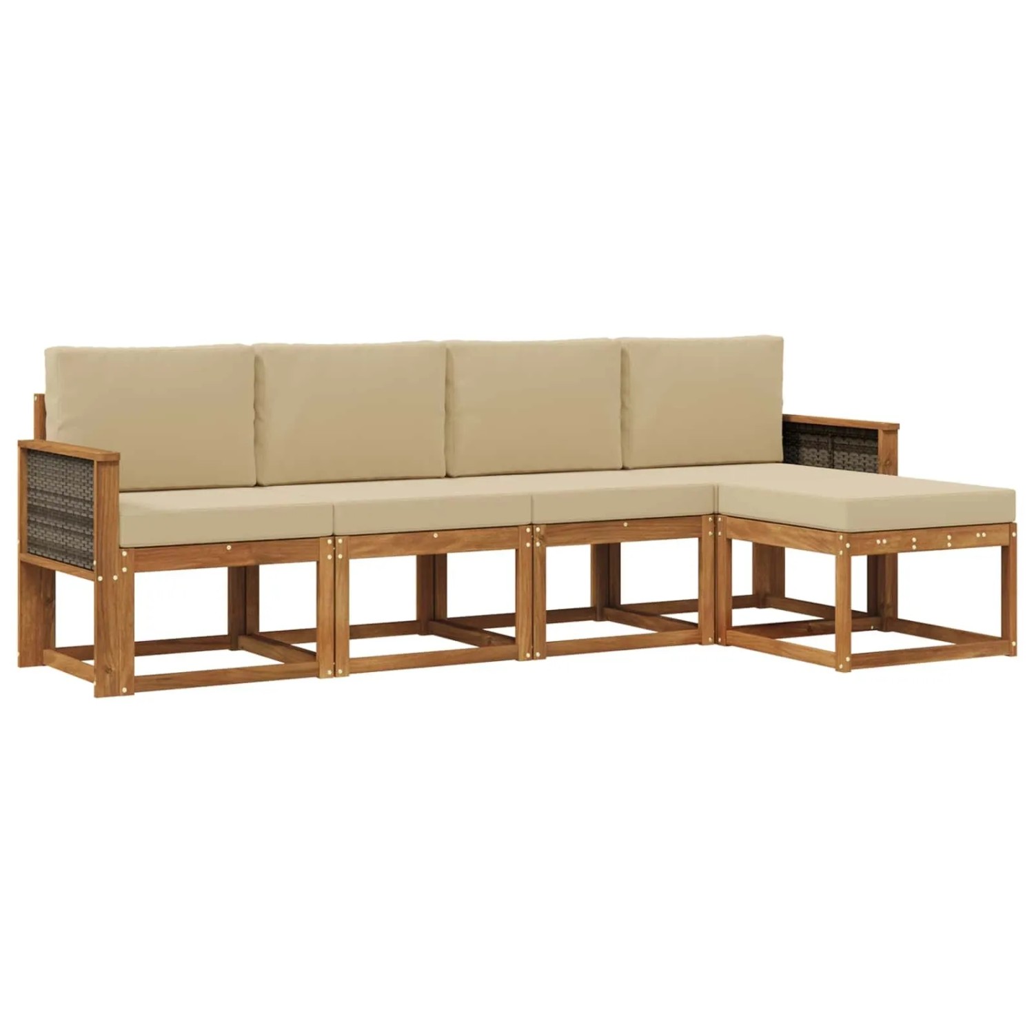 vidaXL Outdoor-Sofagarnitur 5 Stk Natur und Beige Polyester 3385129