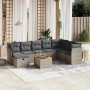 Graue 9-tlg. vidaXL Garten-Sofagarnitur aus Rattan mit Kissen für Terrasse und Garten.