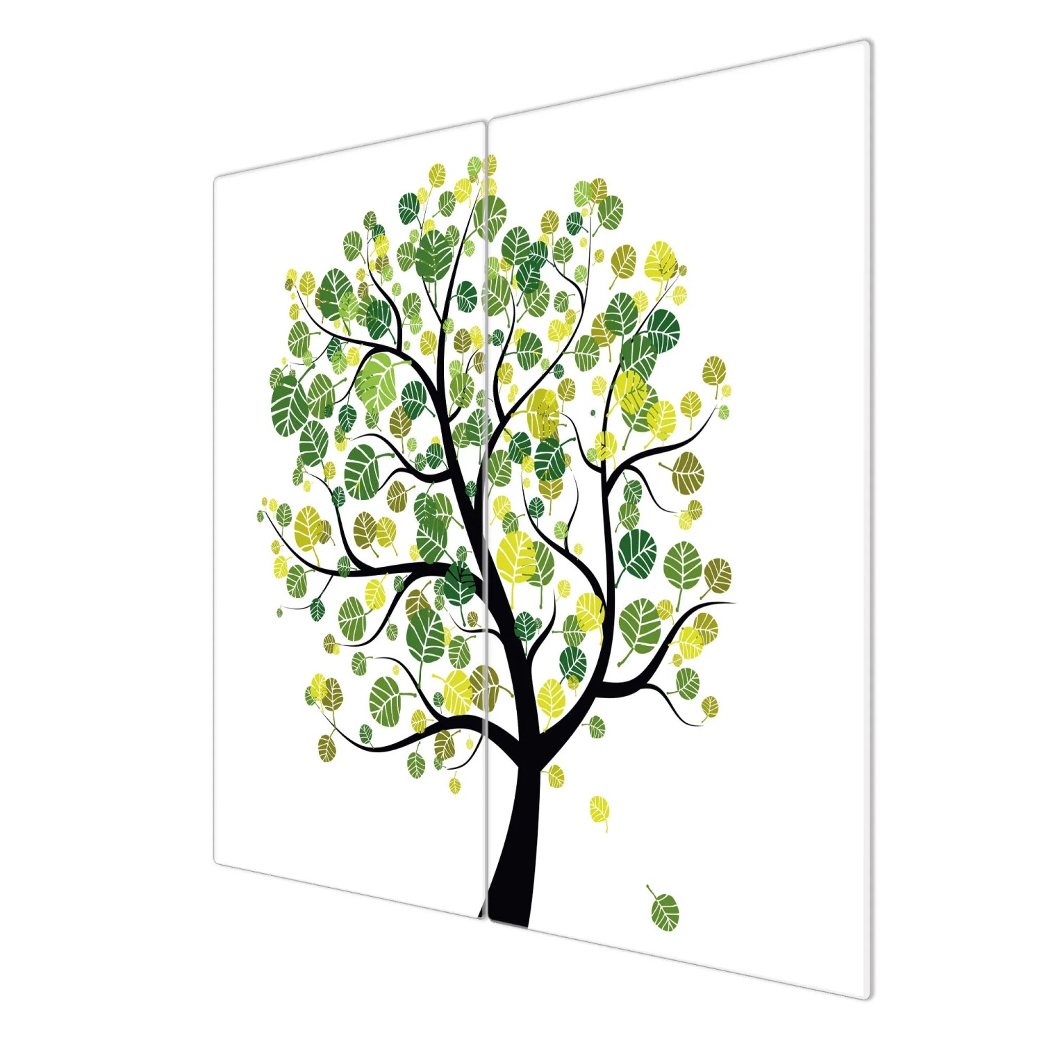 Banjado 2-teilige Herdabdeckplatte aus Glas mit Laubzauberbaum-Motiv, je 30x52 cm.