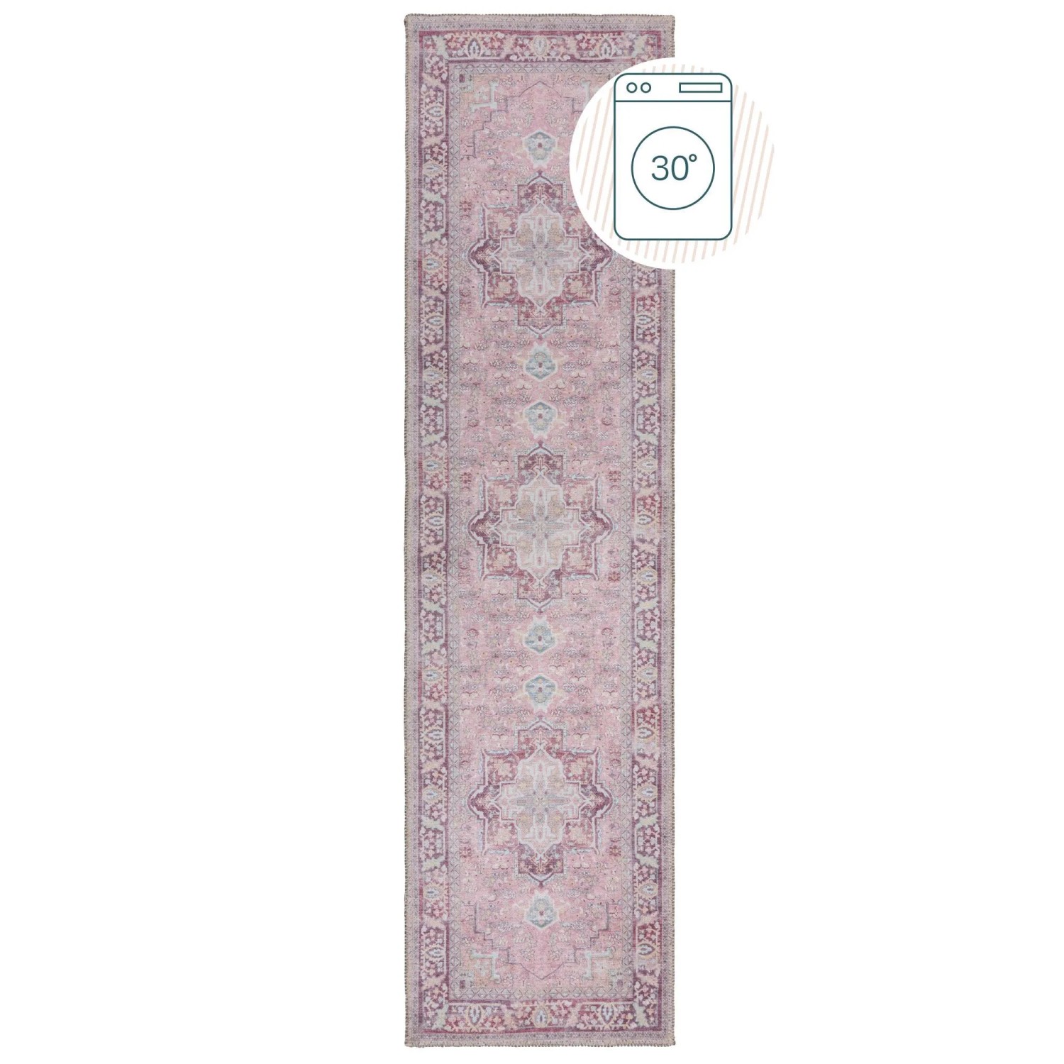 Flair Rugs Vintageteppich Windsor Vintage 60 cm x 230 cm Rosa