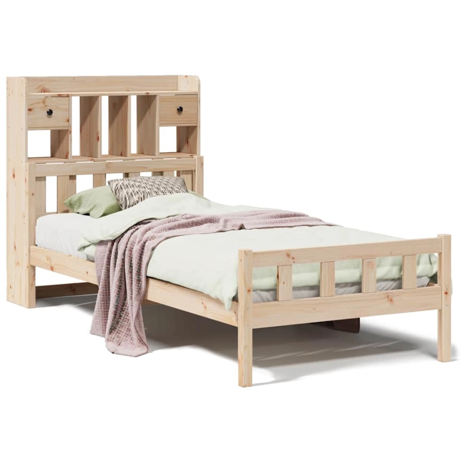 vidaXL Massivholzbett mit Regal ohne Matratze 90x190 cm Kiefer 3322158 günstig online kaufen