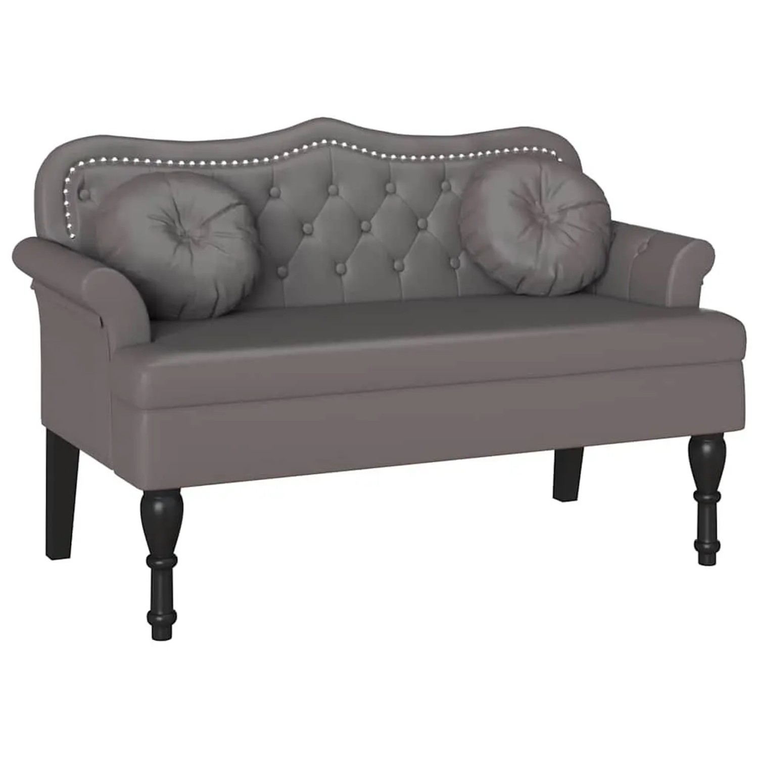 vidaXL Chesterfield Bank mit Kissen Grau 120,5 x 65 x 75 cm Kunstleder 42019282