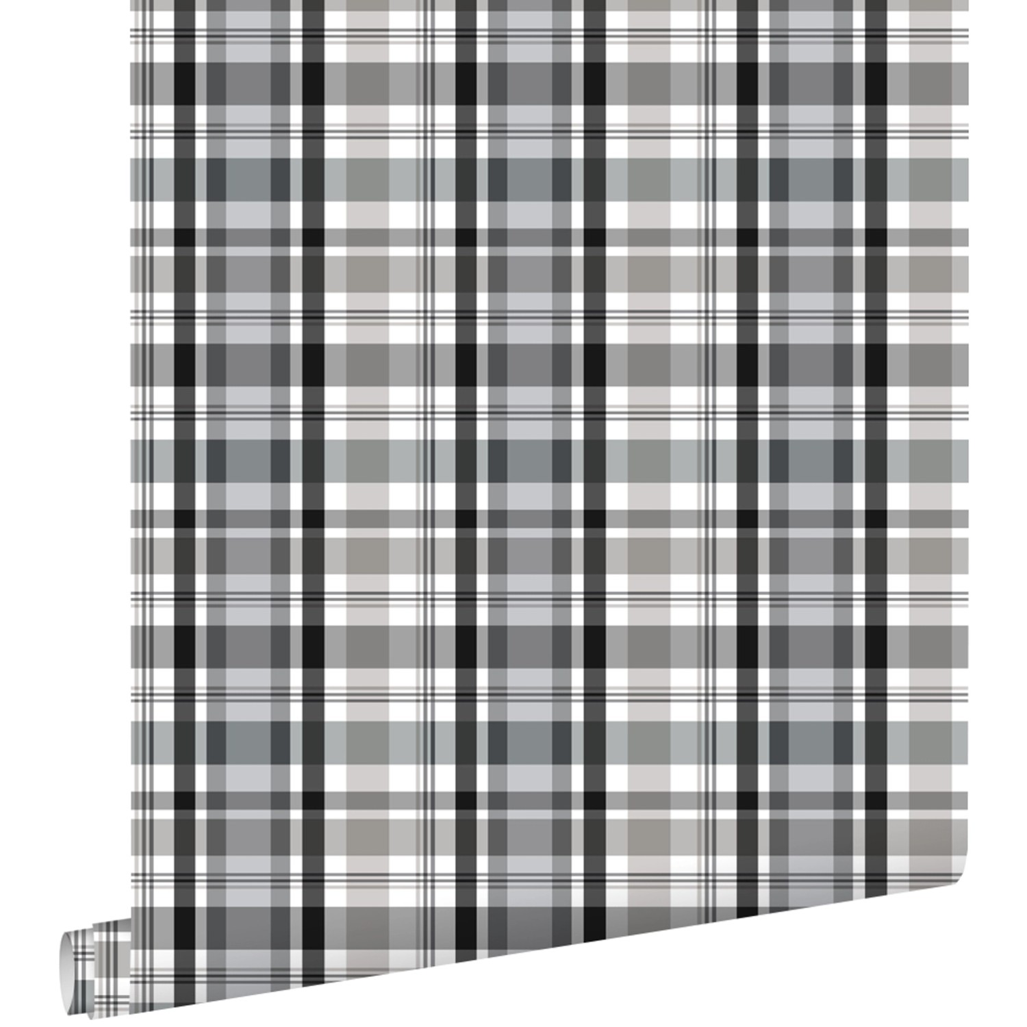 ESTAhome Tapete Karomuster Schwarz und Grau 53 cm x 10.05 m günstig online kaufen