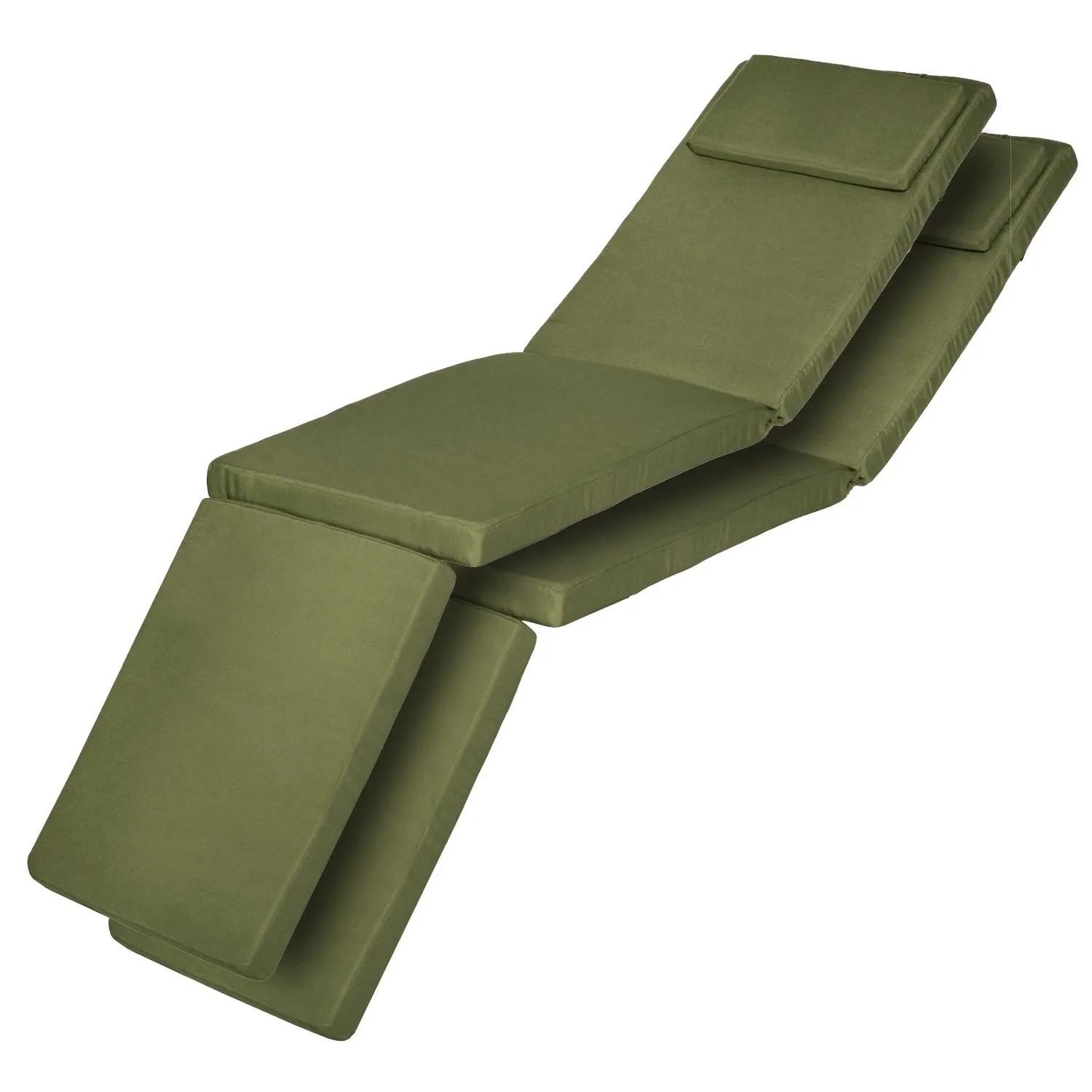 Beautissu 2er Set Luxus Deckchair Auflage LoftLux DC 175x45x5cm Olivegrün