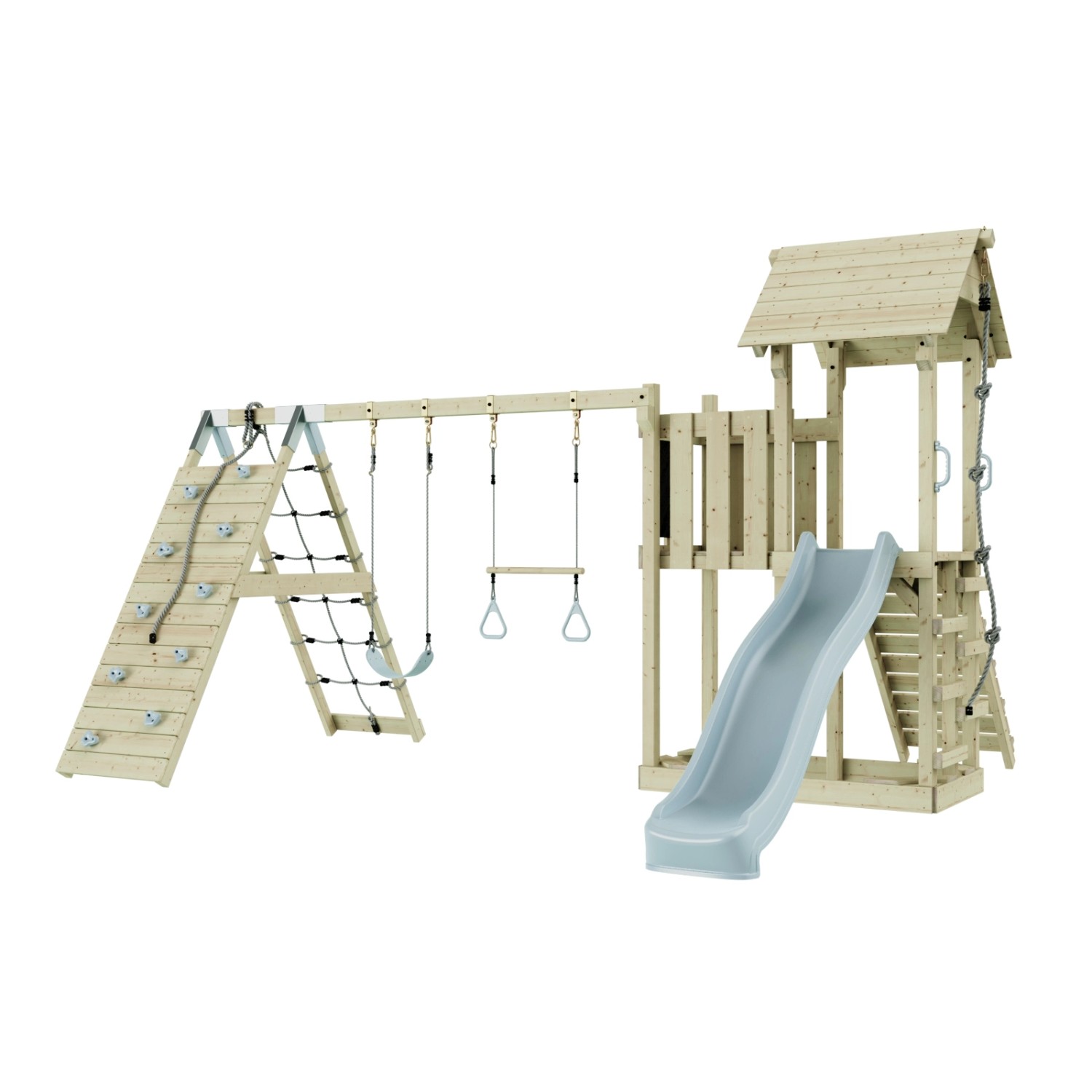 OutdoorToys Spielturm Roskilde mit Trapezstange Eisblau