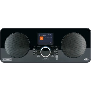 Schwarzes Schwaiger Internetradio mit FM, DAB+, Bluetooth und Farbdisplay. HiFi-Gerät für Musikgenuss.