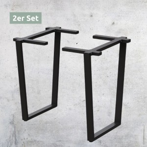 2er Set: Schwarze holz4home Trapez Tischgestelle aus Metall für Esstische.