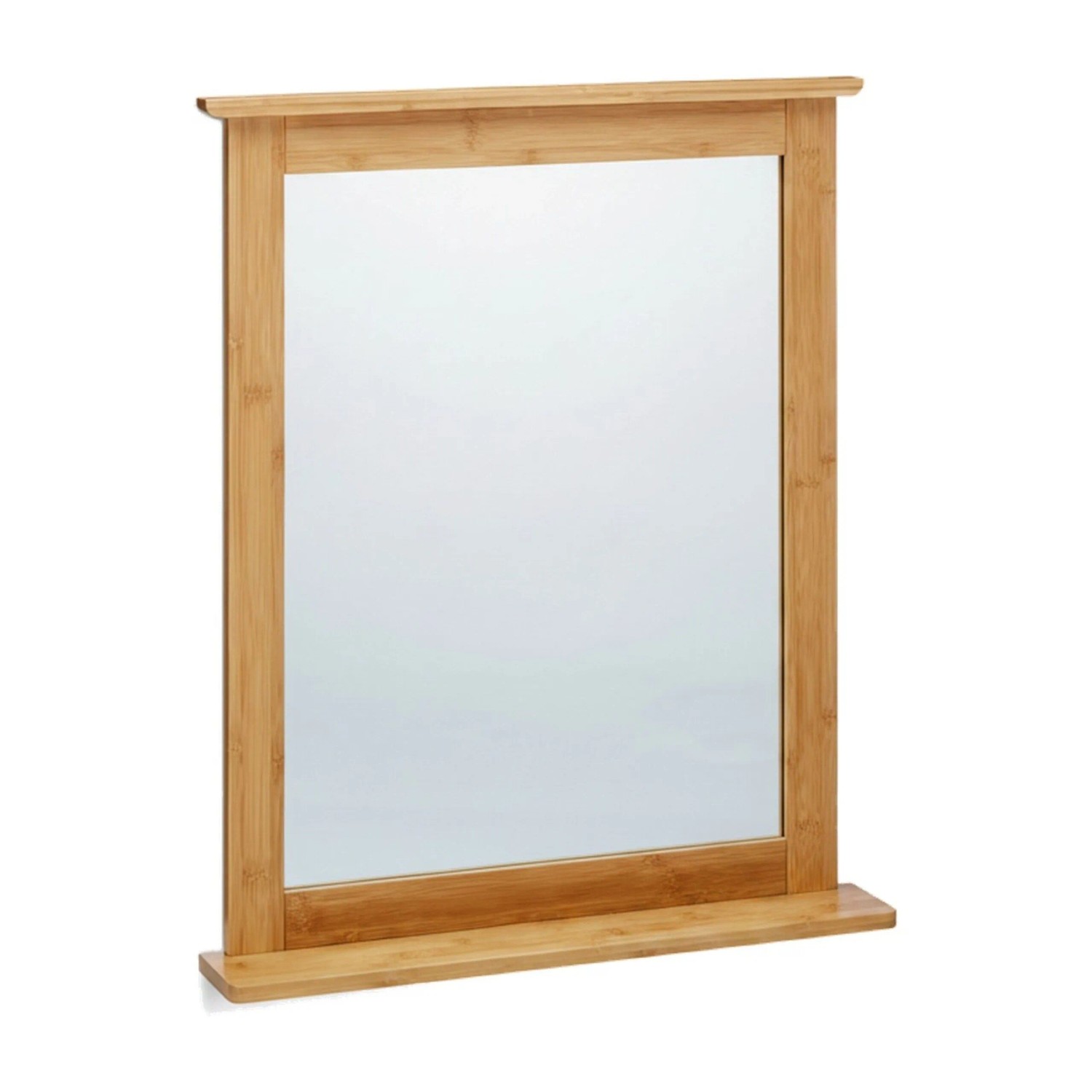 Relaxdays Wandspiegel Bambus Natur mit Ablage 68 cm x 56 cm x 9,5 cm